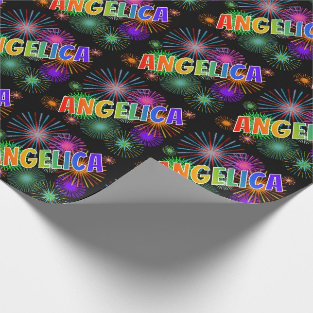 Papel De Presente Arco-Íris Nome "ANGELICA" + Fireworks (Ponta)