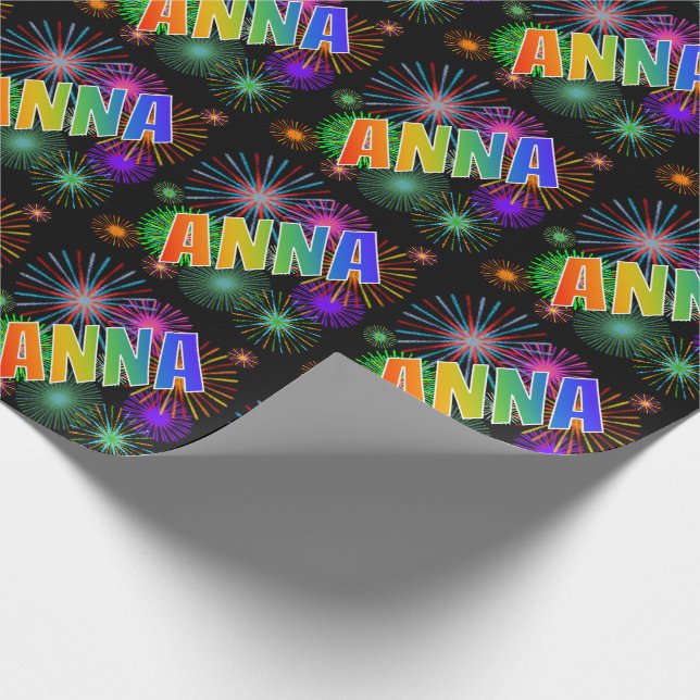 Papel De Presente Arco-Íris Nome "ANNA" + Fireworks (Ponta)