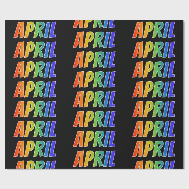 Papel De Presente Arco-Íris Nome "APRIL"; Divertido e Colorido (Aberto)