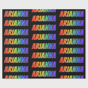 Papel De Presente Arco-Íris Nome "ARIANNA"; Divertido e Colorido