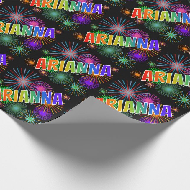 Papel De Presente Arco-Íris Nome "ARIANNA" + Fireworks (Ponta)