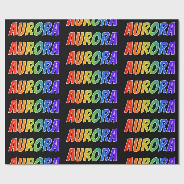 Papel De Presente Arco-Íris Nome "AURORA"; Divertido e Colorido (Aberto)