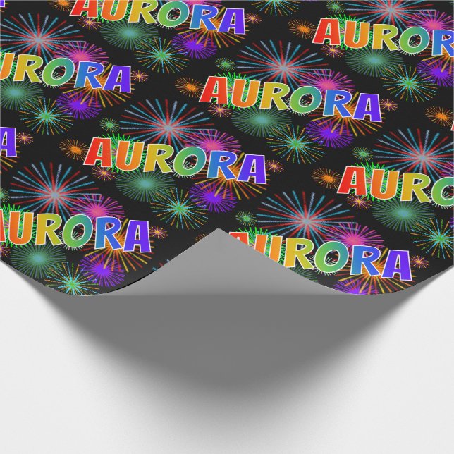 Papel De Presente Arco-Íris Nome "AURORA" + Fireworks (Ponta)