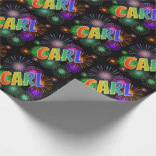 Papel De Presente Arco-Íris Nome "CARL" + Fireworks