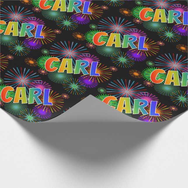 Papel De Presente Arco-Íris Nome "CARL" + Fireworks (Ponta)