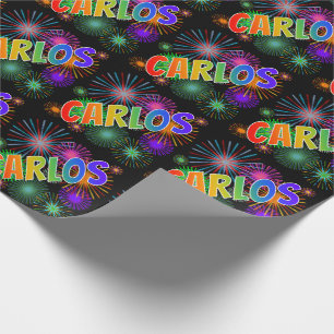 Papel De Presente Arco-Íris Nome "CARLOS" + Fireworks