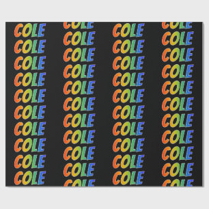 Papel De Presente Arco-Íris Nome "COLE"; Divertido e Colorido