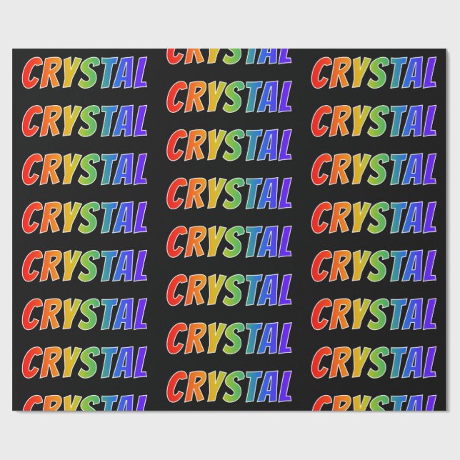 Papel De Presente Arco-Íris Nome "CRYSTAL"; Divertido e Colorido (Aberto)