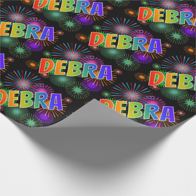 Papel De Presente Arco-Íris Nome "DEBRA" + Fireworks (Ponta)