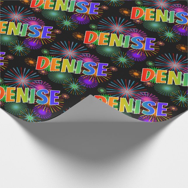 Papel De Presente Arco-Íris Nome "DENISE" + Fireworks (Ponta)