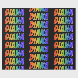 Papel De Presente Arco-Íris Nome "DIANA"; Divertido e Colorido