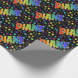 Papel De Presente Arco-Íris Nome "DIANE" + Estrelas