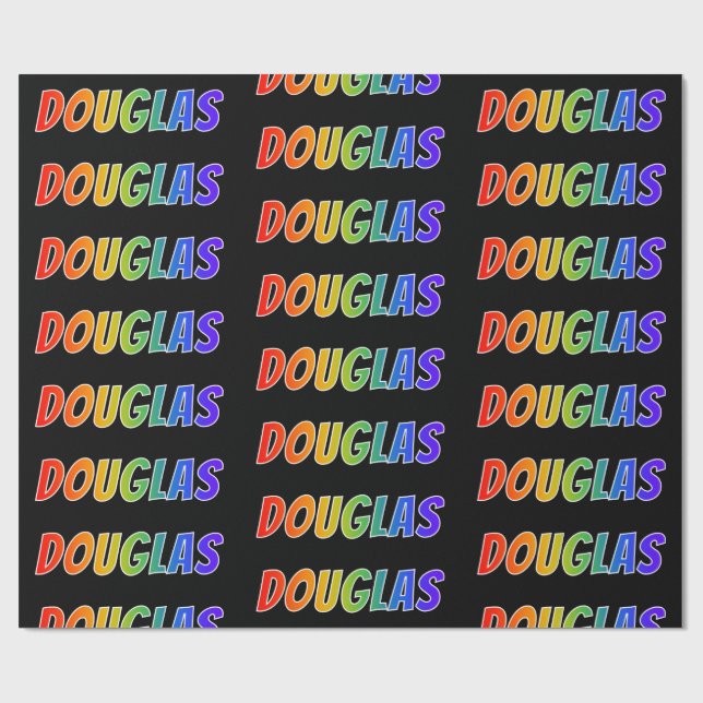 Papel De Presente Arco-Íris Nome "DOUGLAS"; Divertido e Colorido (Aberto)