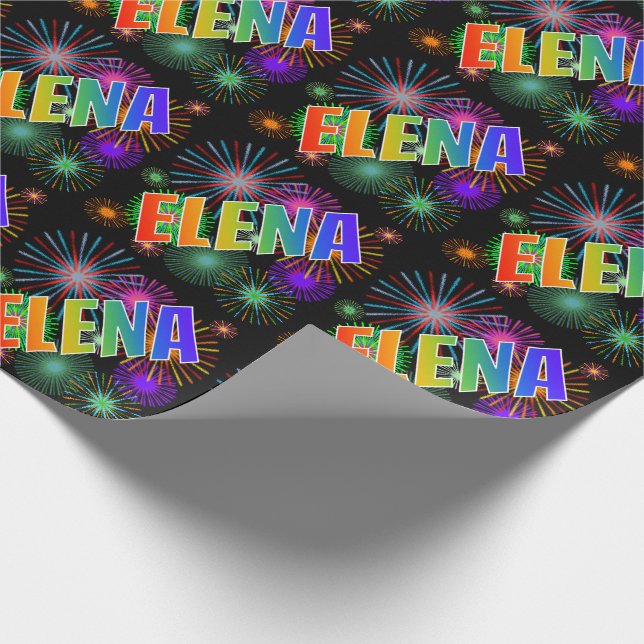 Papel De Presente Arco-Íris Nome "ELENA" + Fireworks (Ponta)