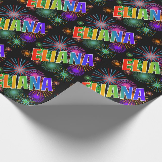 Papel De Presente Arco-Íris Nome "ELIANA" + Fireworks (Ponta)