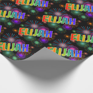 Papel De Presente Arco-Íris Nome "ELIJAH" + Fireworks