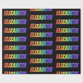 Papel De Presente Arco-Íris Nome "ELIZABETH"; Divertido e Colorido