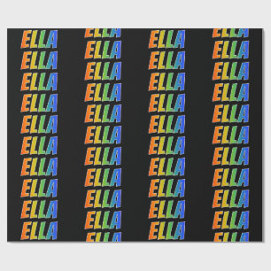 Papel De Presente Arco-Íris Nome "ELLA"; Divertido e Colorido
