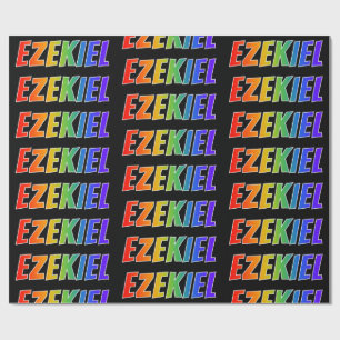 Papel De Presente Arco-Íris Nome "EZEKIEL"; Divertido e Colorido