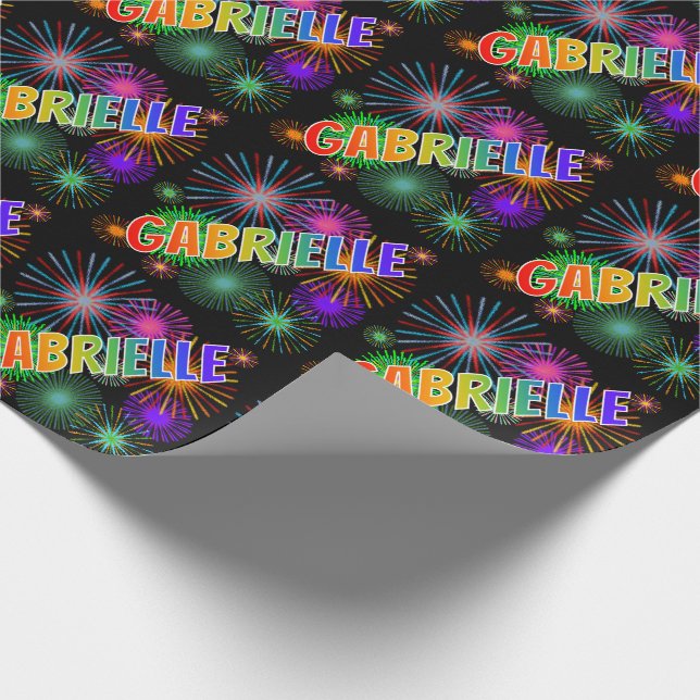 Papel De Presente Arco-Íris Nome "GABRIELLE" + Fireworks (Ponta)
