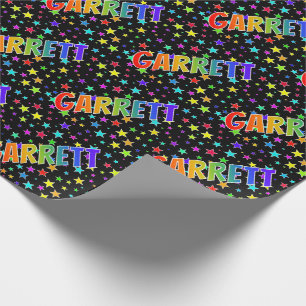 Papel De Presente Arco-Íris Nome "GARRETT" + Estrelas