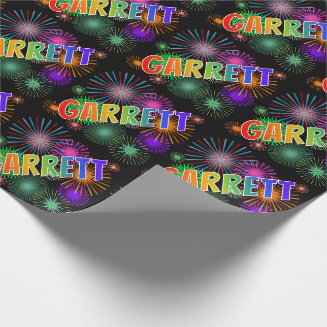 Papel De Presente Arco-Íris Nome "GARRETT" + Fireworks (Ponta)