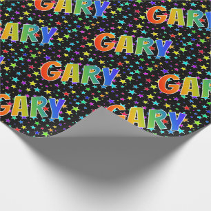 Papel De Presente Arco-Íris Nome "GARY" + Estrelas
