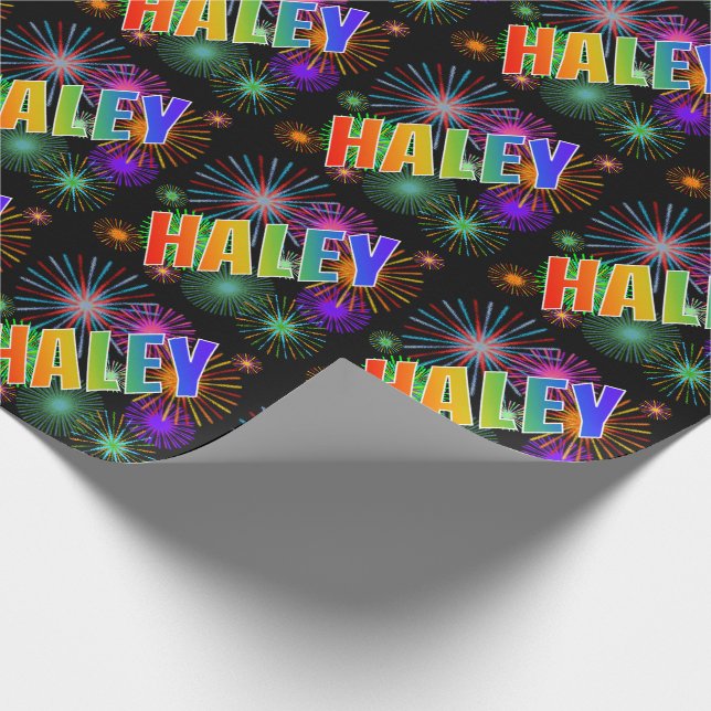 Papel De Presente Arco-Íris Nome "HALEY" + Fireworks (Ponta)