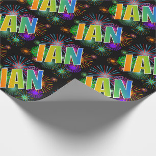 Papel De Presente Arco-Íris Nome "IAN" + Fireworks