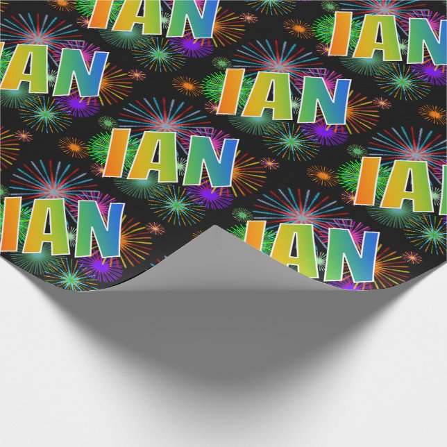 Papel De Presente Arco-Íris Nome "IAN" + Fireworks (Ponta)