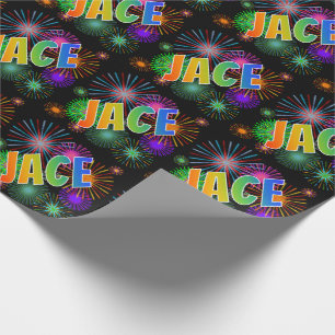 Papel De Presente Arco-Íris Nome "JACE" + Fireworks