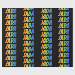 Papel De Presente Arco-Íris Nome "JADA"; Divertido e Colorido