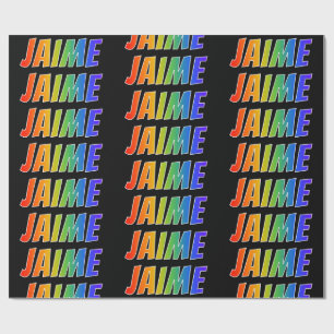 Papel De Presente Arco-Íris Nome "JAIME"; Divertido e Colorido