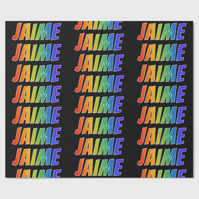 Papel De Presente Arco-Íris Nome "JAIME"; Divertido e Colorido (Aberto)