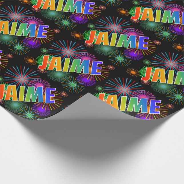 Papel De Presente Arco-Íris Nome "JAIME" + Fireworks (Ponta)