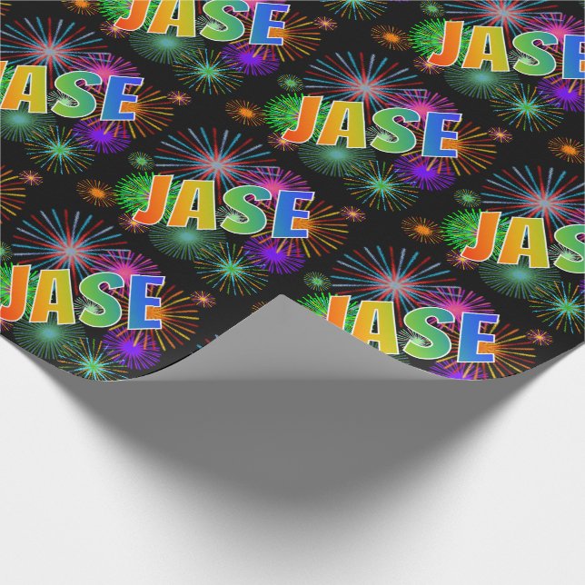 Papel De Presente Arco-Íris Nome "JASE" + Fireworks (Ponta)