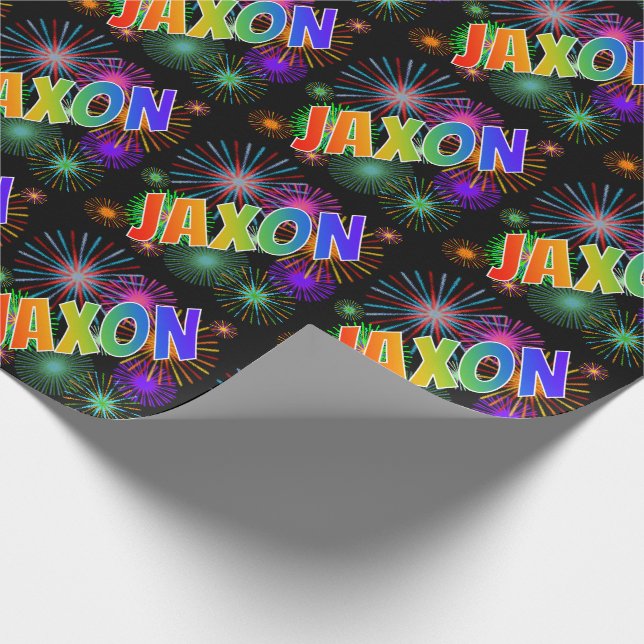 Papel De Presente Arco-Íris Nome "JAXON" + Fireworks (Ponta)