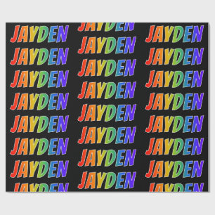 Papel De Presente Arco-Íris Nome "JAYDEN"; Divertido e Colorido