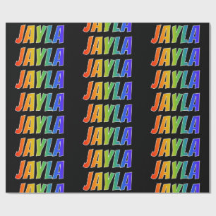 Papel De Presente Arco-Íris Nome "JAYLA"; Divertido e Colorido