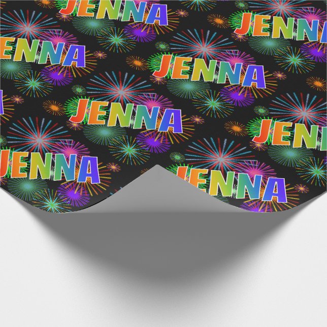 Papel De Presente Arco-Íris Nome "JENNA" + Fireworks (Ponta)