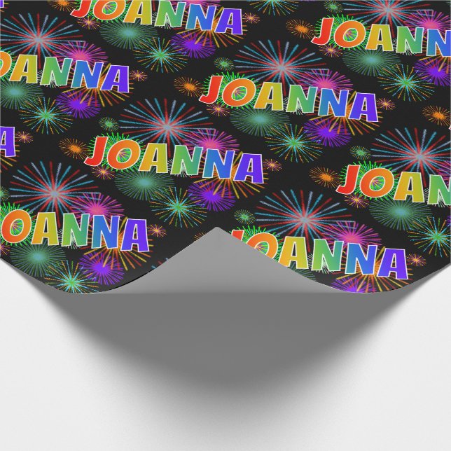 Papel De Presente Arco-Íris Nome "JOANNA" + Fireworks (Ponta)