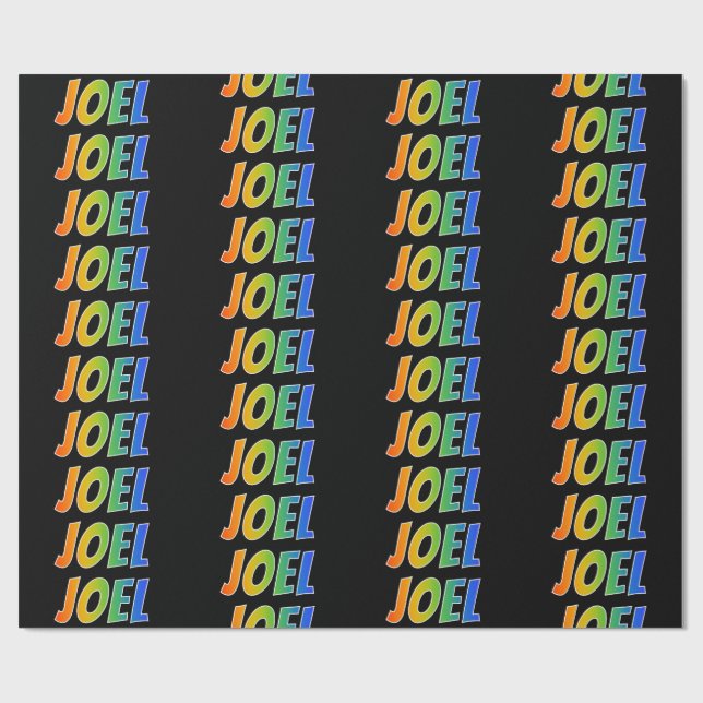 Papel De Presente Arco-Íris Nome "JOEL"; Divertido e Colorido (Aberto)