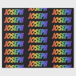 Papel De Presente Arco-Íris Nome "JOSEPH"; Divertido e Colorido