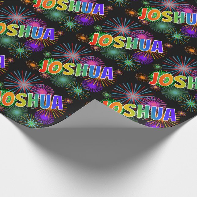 Papel De Presente Arco-Íris Nome "JOSHUA" + Fireworks (Ponta)