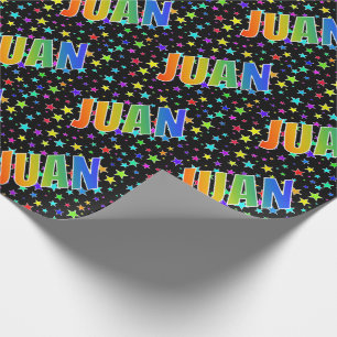 Papel De Presente Arco-Íris Nome "JUAN" + Estrelas