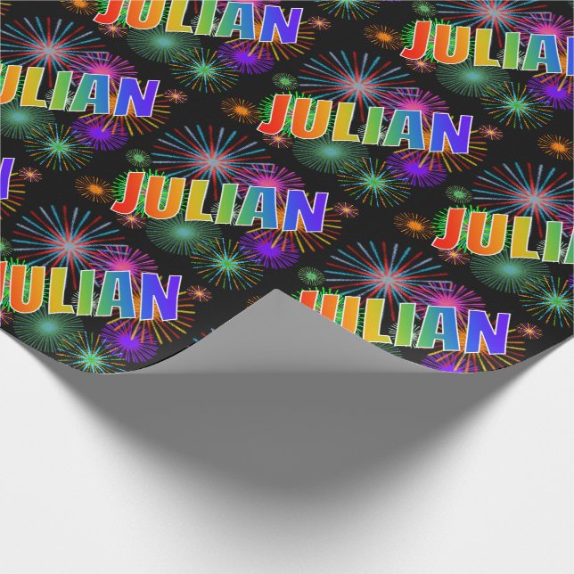 Papel De Presente Arco-Íris Nome "JULIAN" + Fireworks (Ponta)