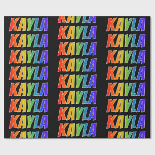 Papel De Presente Arco-Íris Nome "KAYLA"; Divertido e Colorido