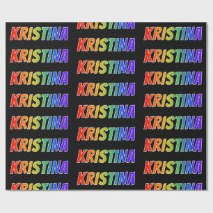 Papel De Presente Arco-Íris Nome "KRISTINA"; Divertido e Colorido