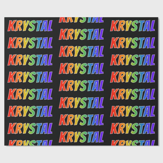 Papel De Presente Arco-Íris Nome "KRYSTAL"; Divertido e Colorido (Aberto)