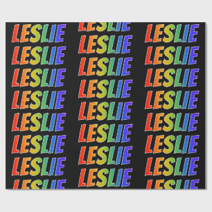 Papel De Presente Arco-Íris Nome "LESLIE"; Divertido e Colorido